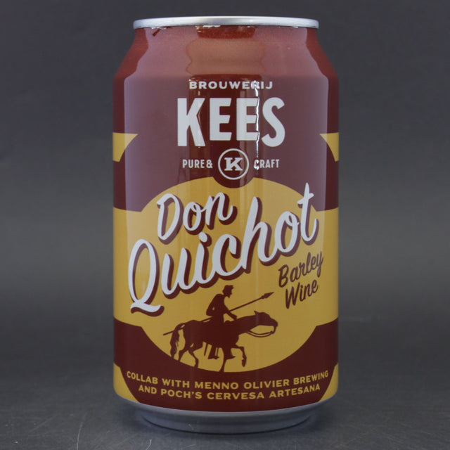 This is a can of Kees / Menno Olivier - Don Quichot - 14% (330ml). It is a Barley Wine craft beer available to buy from Ghost Whale, voted London's best craft beer shop.