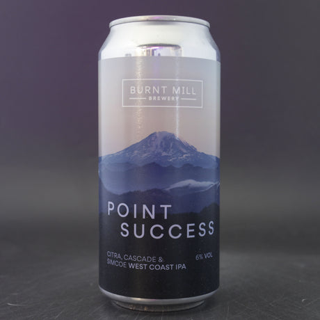 This is a can of Burnt Mill - Point Success - 6% (440ml). It is a IPA craft beer available to buy from Ghost Whale, voted London's best craft beer shop.
