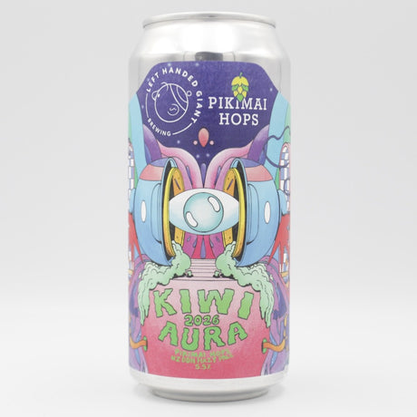 This is a can of Left Handed Giant - Kiwi Aura '26: Pikimai Hops - 5.5% (440ml). It is a Pale Ale craft beer available to buy from Ghost Whale, voted London's best craft beer shop.