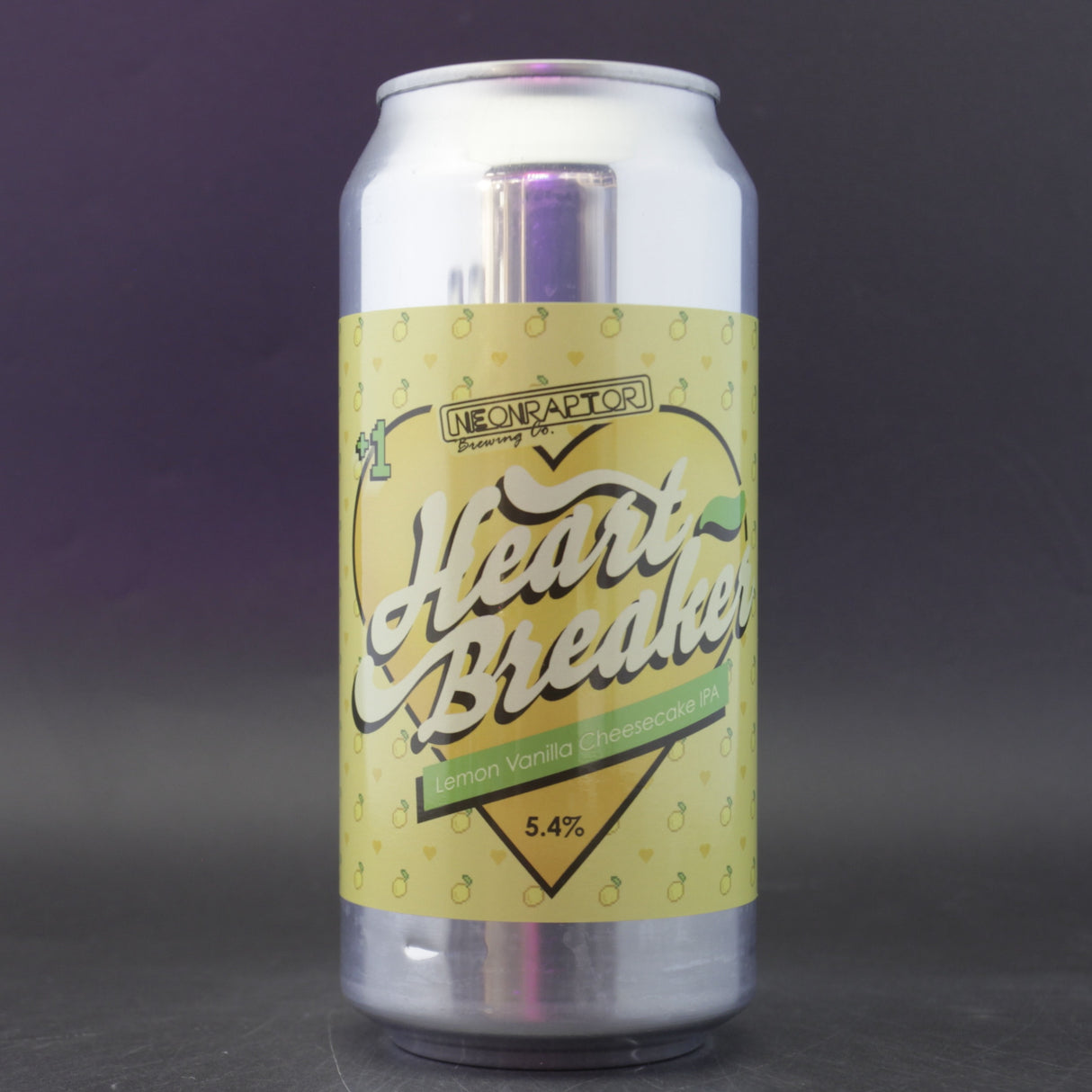 This is a can of Neon Raptor - Heart Breaker - 5.4% (440ml). It is a IPA craft beer available to buy from Ghost Whale, voted London's best craft beer shop.