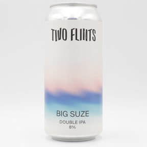 This is a can of Two Flints - Big Suze - 8% (440ml). It is a Double IPA craft beer available to buy from Ghost Whale, voted London's best craft beer shop.