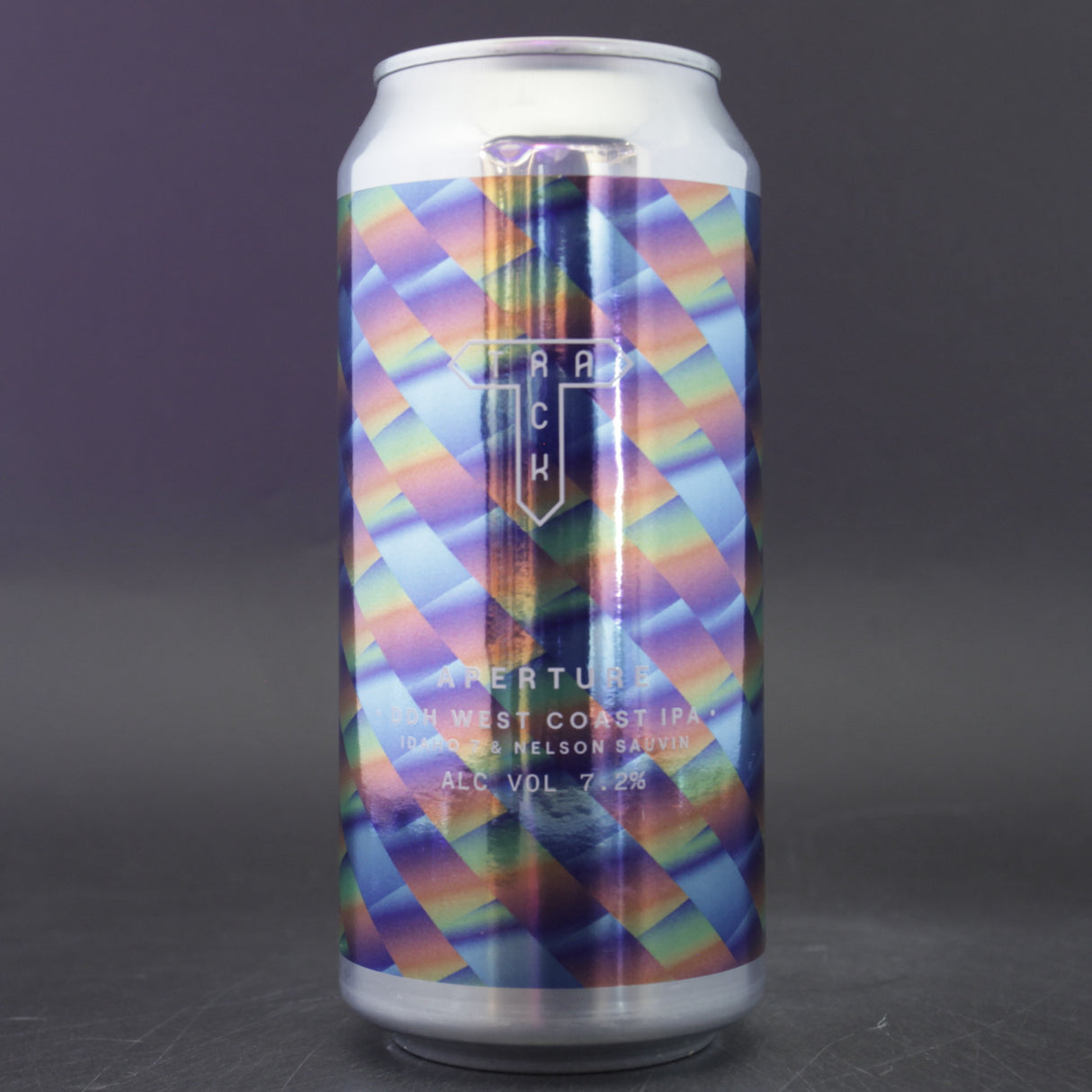 This is a can of Track - Aperture - 7.2% (440ml). It is a IPA craft beer available to buy from Ghost Whale, voted London's best craft beer shop.