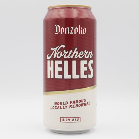 This is a can of Donzoko - Northern Helles - 4.2% (440ml). It is a Lager / Pilsner / Kölsch craft beer available to buy from Ghost Whale, voted London's best craft beer shop.
