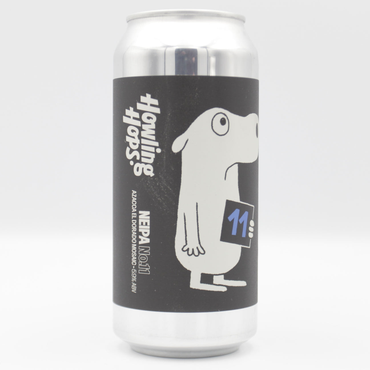 This is a can of Howling Hops - NEIPA No.11 - 5.9% (440ml). It is a IPA craft beer available to buy from Ghost Whale, voted London's best craft beer shop.
