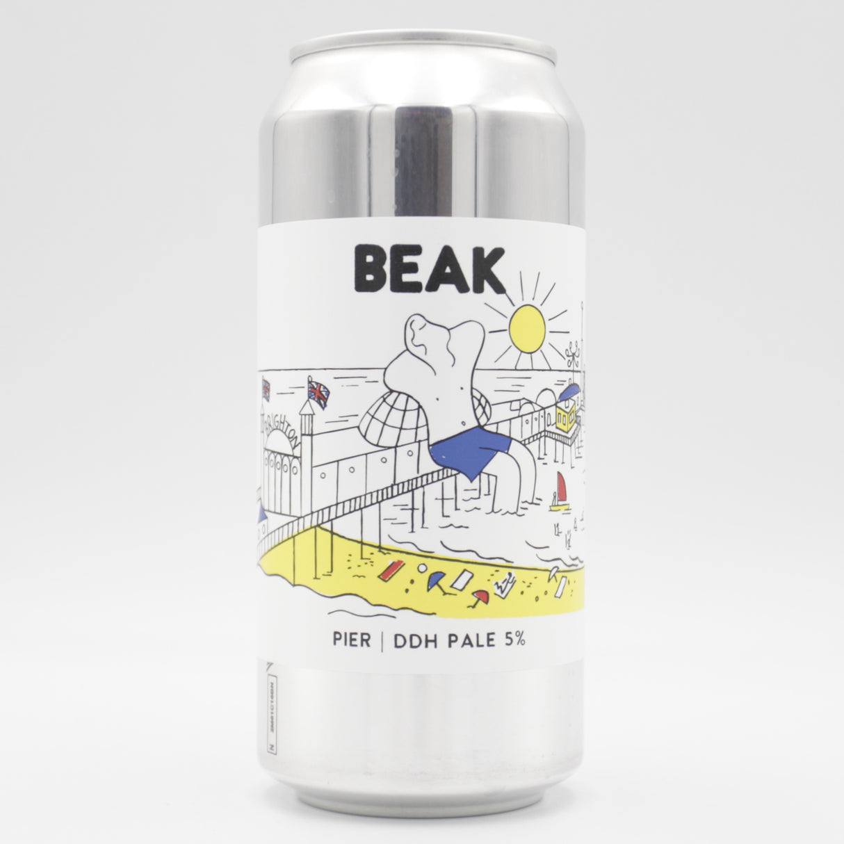 This is a can of Beak - Pier - 5% (440ml). It is a Pale Ale craft beer available to buy from Ghost Whale, voted London's best craft beer shop.