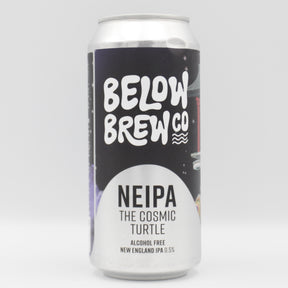 This is a can of Below Brew Co - The Cosmic Turtle - 0.5% (440ml). It is a IPA craft beer available to buy from Ghost Whale, voted London's best craft beer shop.