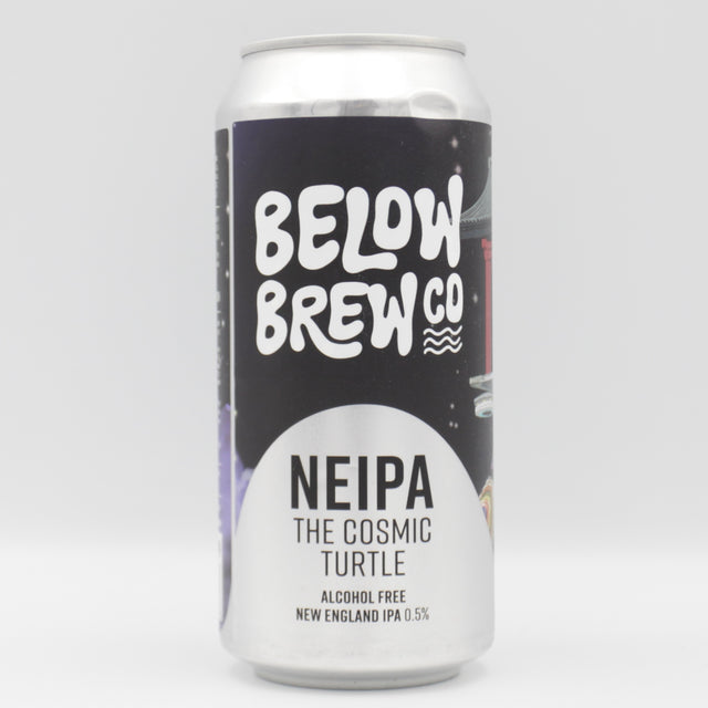 This is a can of Below Brew Co - The Cosmic Turtle - 0.5% (440ml). It is a IPA craft beer available to buy from Ghost Whale, voted London's best craft beer shop.