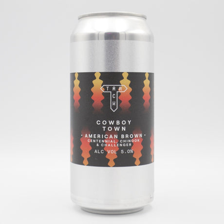 This is a can of Track - Cowboy Town - 5% (440ml). It is a Brown Ale craft beer available to buy from Ghost Whale, voted London's best craft beer shop.