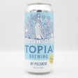 This is a can of Utopian - AF Pilsner - 0.5% (440ml). It is a Lager / Pilsner / Kölsch craft beer available to buy from Ghost Whale, voted London's best craft beer shop.