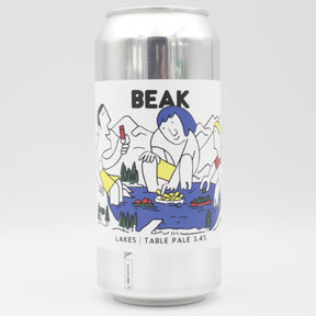 This is a can of Beak - Lakes - 3.4% (440ml). It is a Pale Ale craft beer available to buy from Ghost Whale, voted London's best craft beer shop.