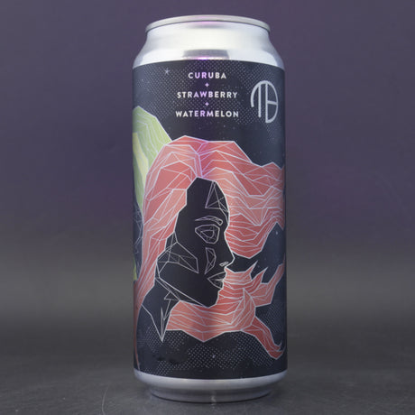 This is a can of Mortalis - Gemini (Curuba + Strawberry + Watermelon) - 7% (473ml). It is a Sour craft beer available to buy from Ghost Whale, voted London's best craft beer shop.