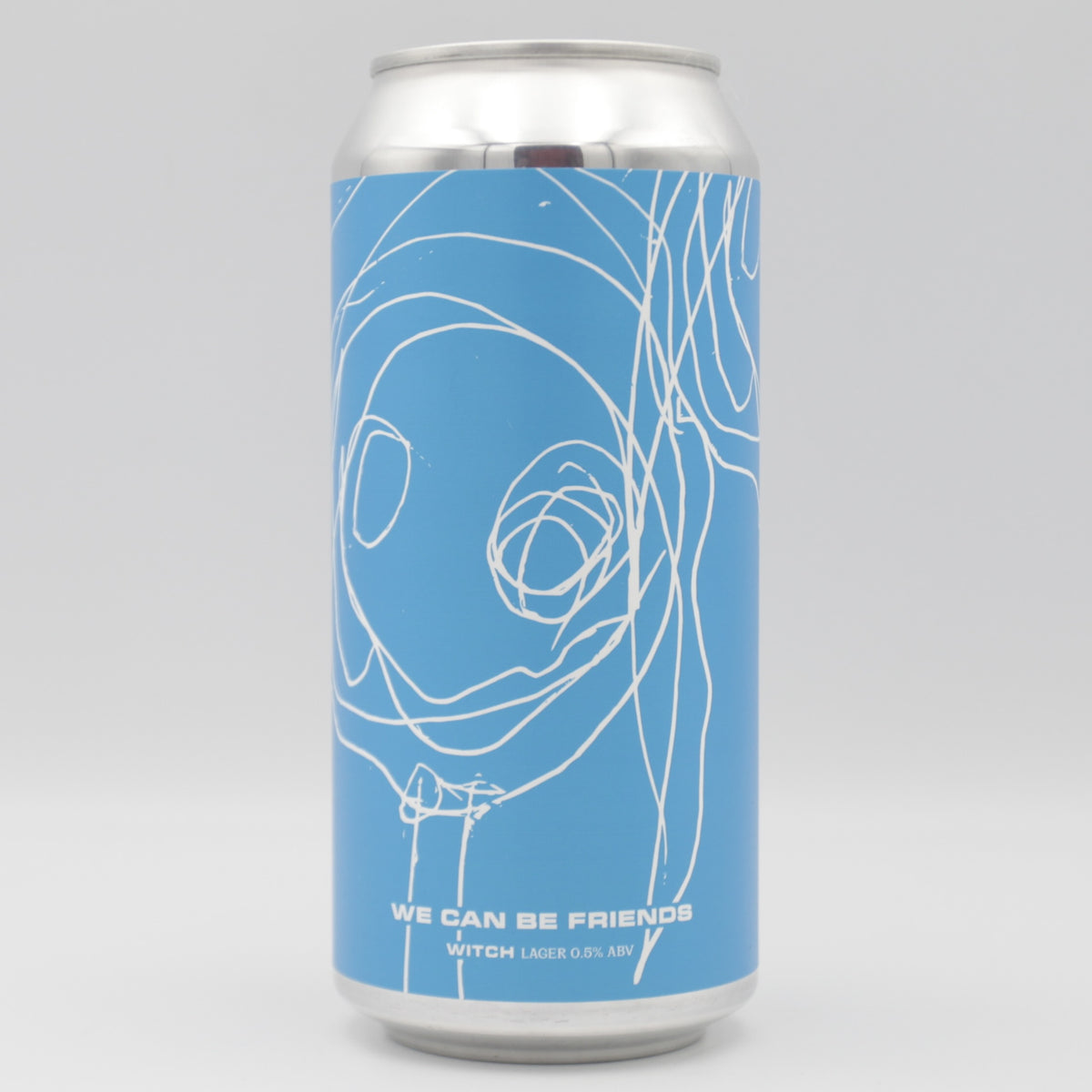 This is a can of We Can Be Friends - Witch - 0.5% (440ml). It is a Lager / Pilsner / Kölsch craft beer available to buy from Ghost Whale, voted London's best craft beer shop.