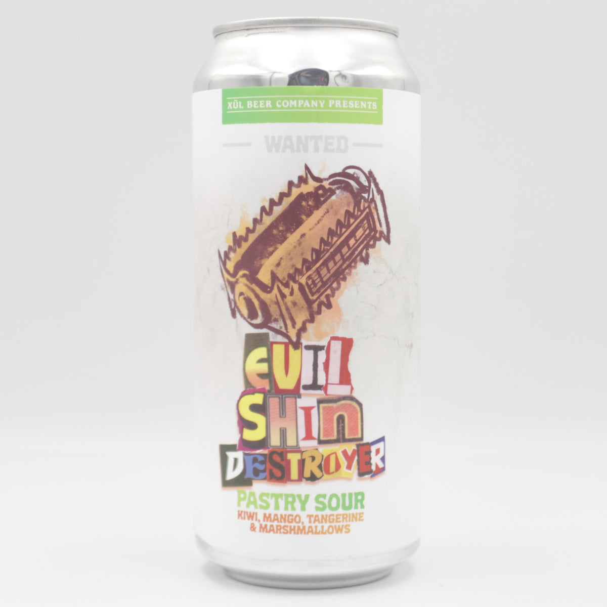 This is a can of Xul / DSSOLVR - Evil Shin Destroyer - 7.1% (473ml). It is a Double IPA craft beer available to buy from Ghost Whale, voted London's best craft beer shop.