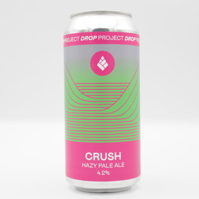 This is a can of Drop Project - Crush - 4.2% (440ml). It is a Pale Ale craft beer available to buy from Ghost Whale, voted London's best craft beer shop.