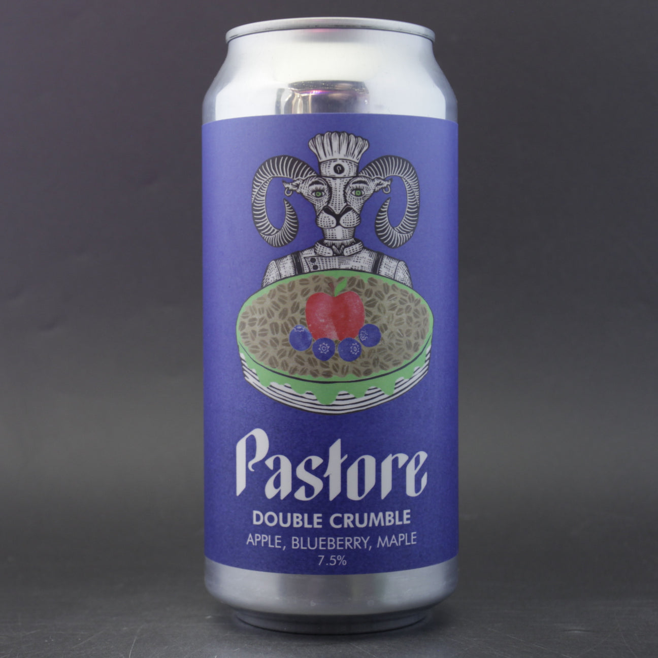 This is a can of Pastore - Double Crumble - 7.5% (440ml). It is a Sour craft beer available to buy from Ghost Whale, voted London's best craft beer shop.