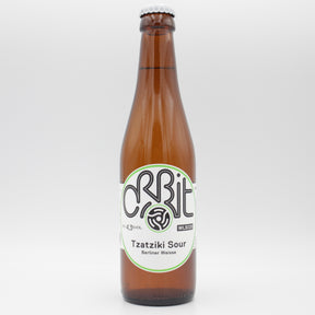 This is a bottle of Orbit - Tzatziki Sour - 4.3% (330ml). It is a Sour craft beer available to buy from Ghost Whale, voted London's best craft beer shop.