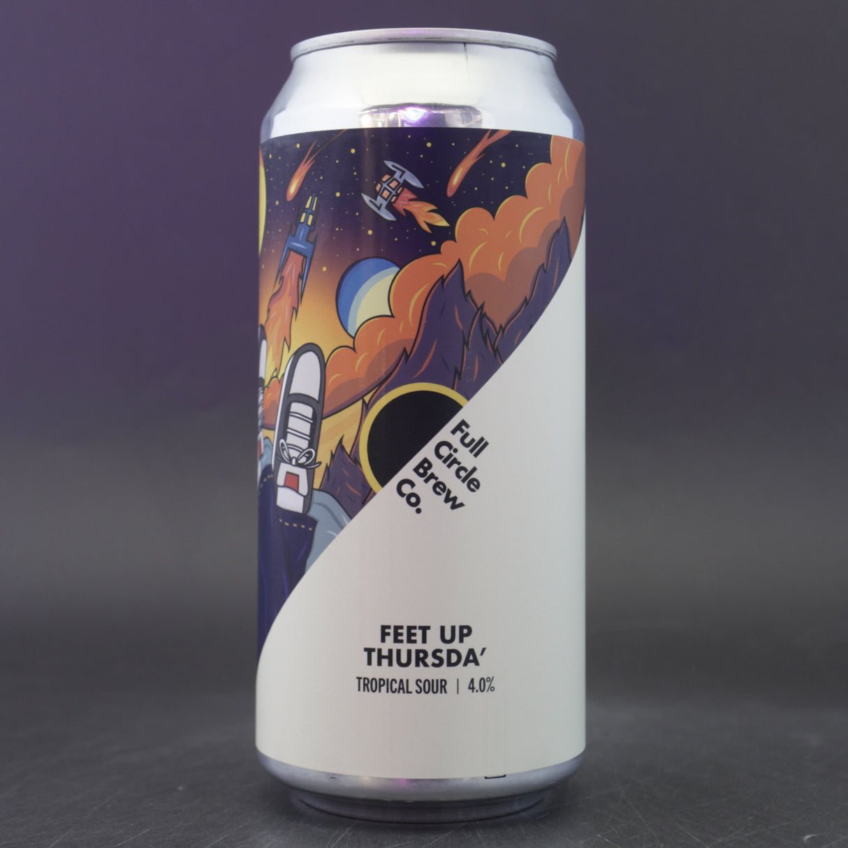 This is a can of Full Circle Brew Co - Feet Up Thursda' - 4% (440ml). It is a Sour craft beer available to buy from Ghost Whale, voted London's best craft beer shop.
