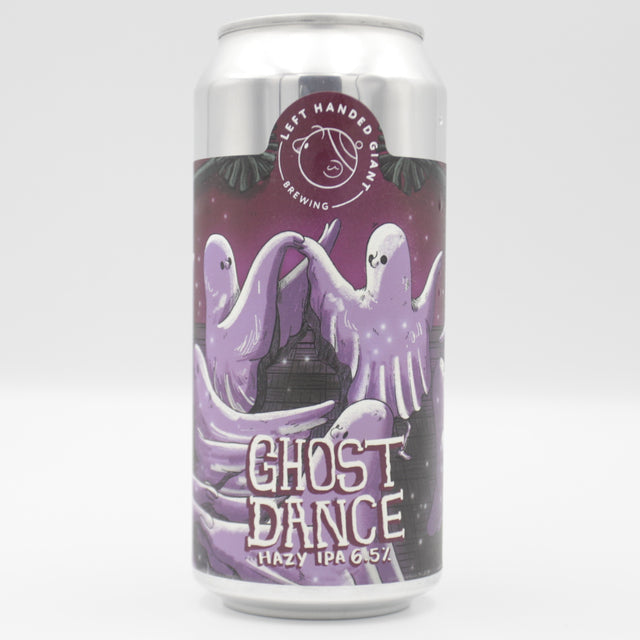 This is a can of Left Handed Giant - Ghost Dance - 6.5% (440ml). It is a IPA craft beer available to buy from Ghost Whale, voted London's best craft beer shop.