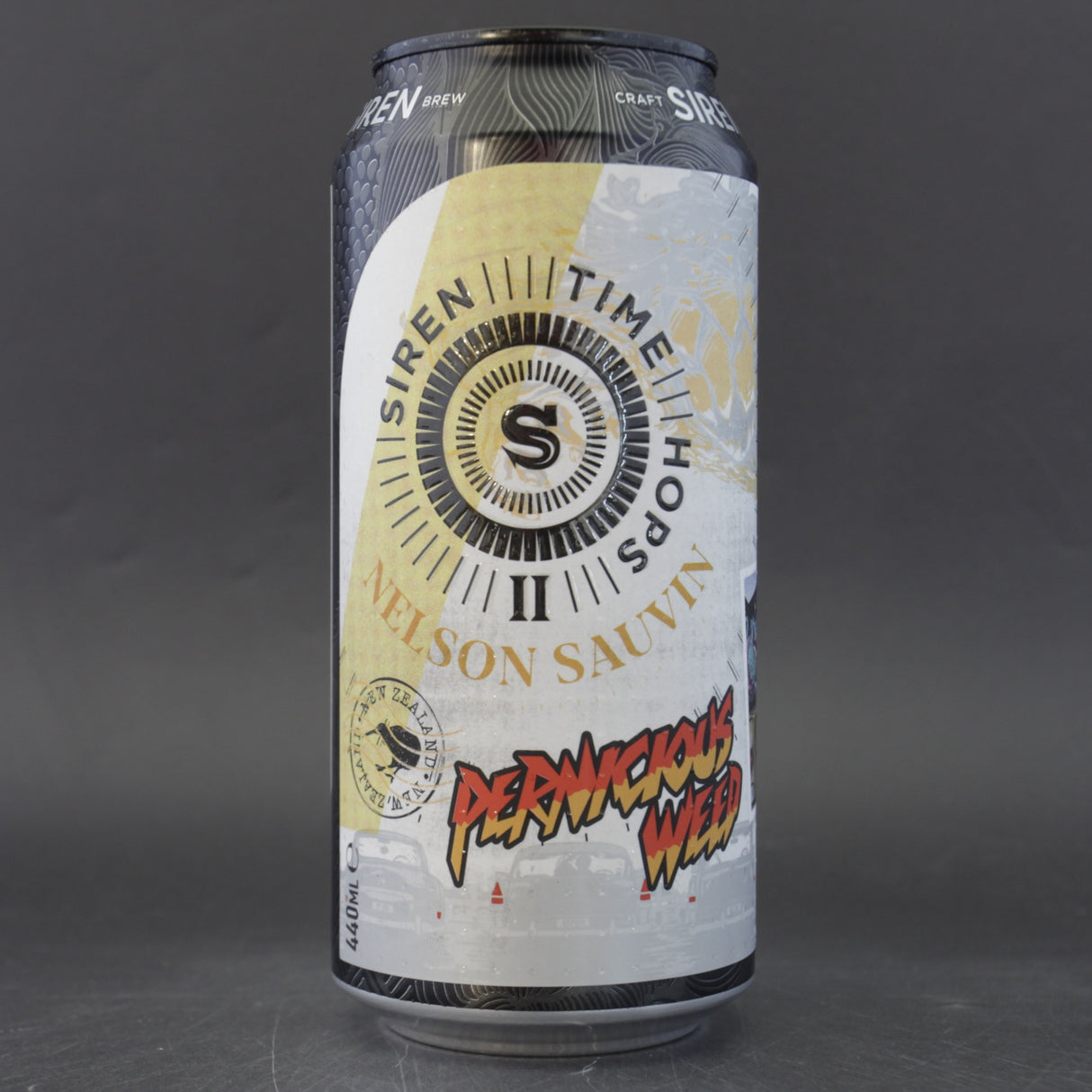 This is a can of Siren - Time Hops: Nelson - 8% (440ml). It is a Double IPA craft beer available to buy from Ghost Whale, voted London's best craft beer shop.