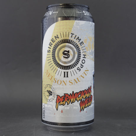 This is a can of Siren - Time Hops: Nelson - 8% (440ml). It is a Double IPA craft beer available to buy from Ghost Whale, voted London's best craft beer shop.