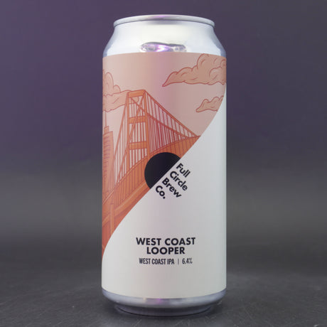 This is a can of Full Circle Brew Co - West Coast Looper - 6.4% (440ml). It is a IPA craft beer available to buy from Ghost Whale, voted London's best craft beer shop.