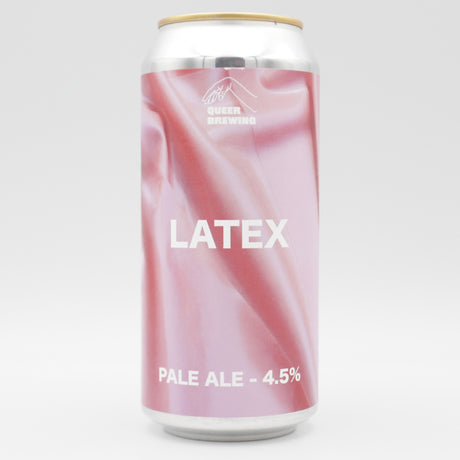 This is a can of Queer Brewing - Latex - 6% (440ml). It is a IPA craft beer available to buy from Ghost Whale, voted London's best craft beer shop.