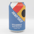 This is a can of Jump Ship Brewing - Steamboat Hazy Pale - 0.5% (330ml). It is a Pale Ale craft beer available to buy from Ghost Whale, voted London's best craft beer shop.