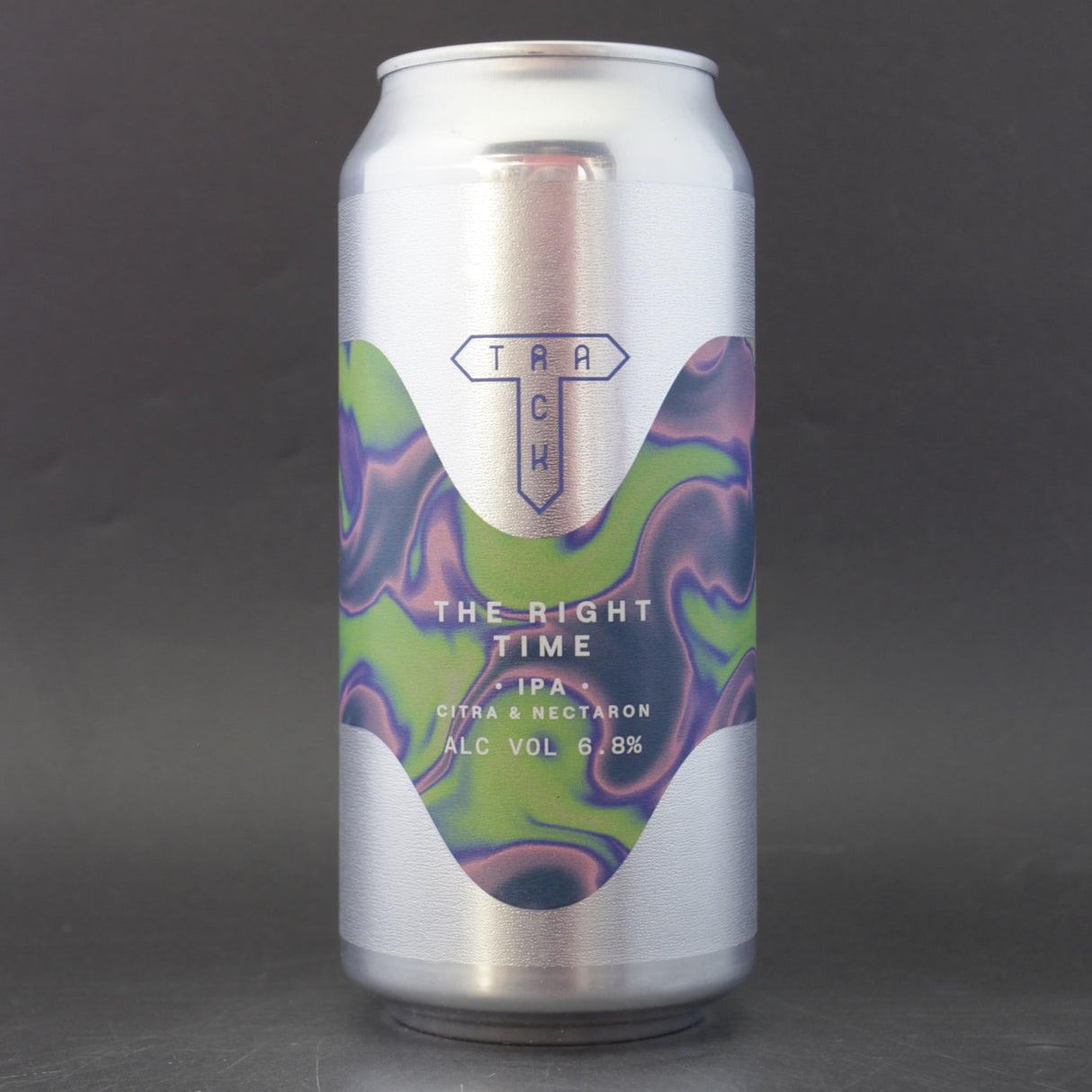 This is a can of Track - The Right Time - 6.8% (440ml). It is a IPA craft beer available to buy from Ghost Whale, voted London's best craft beer shop.