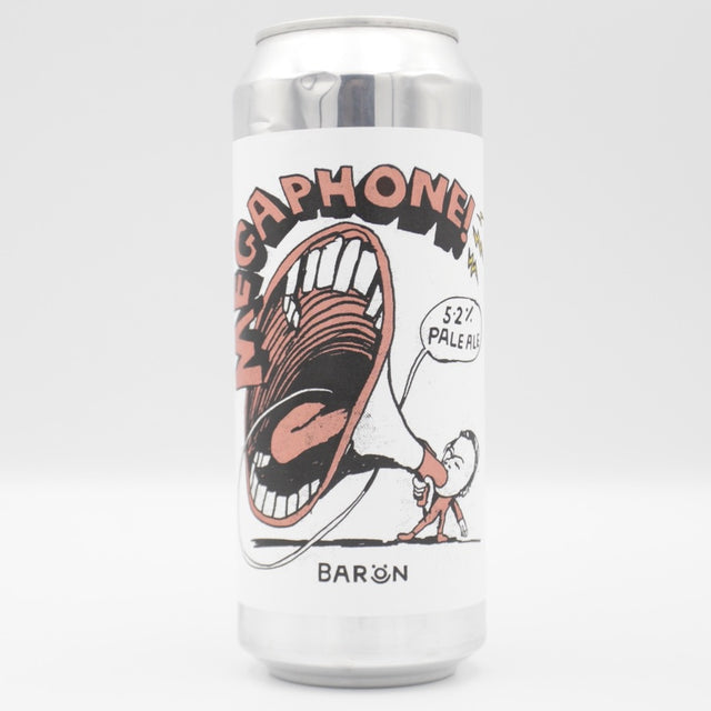 This is a can of Baron - Megaphone - 5.2% (500ml). It is a Pale Ale craft beer available to buy from Ghost Whale, voted London's best craft beer shop.