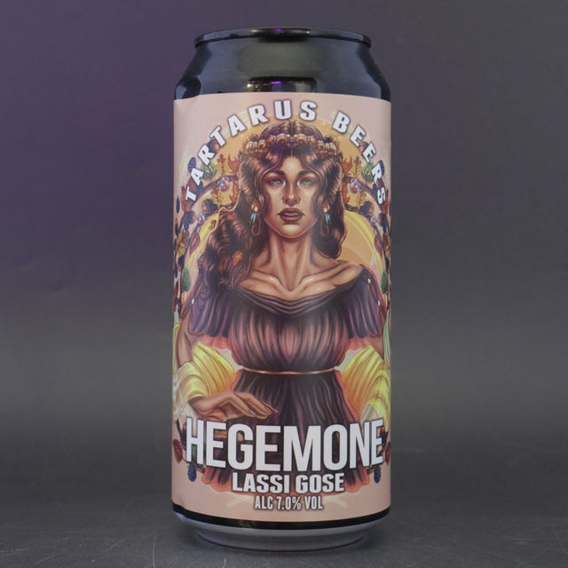 This is a can of Tartarus - Hegemone - 7% (440ml). It is a Gose craft beer available to buy from Ghost Whale, voted London's best craft beer shop.