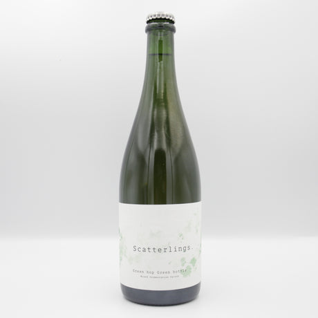 This is a sharing bottle of Scatterlings - Green Hop Green Bottle - 5.2% (750ml). It is a Wild Ale craft beer available to buy from Ghost Whale, voted London's best craft beer shop.