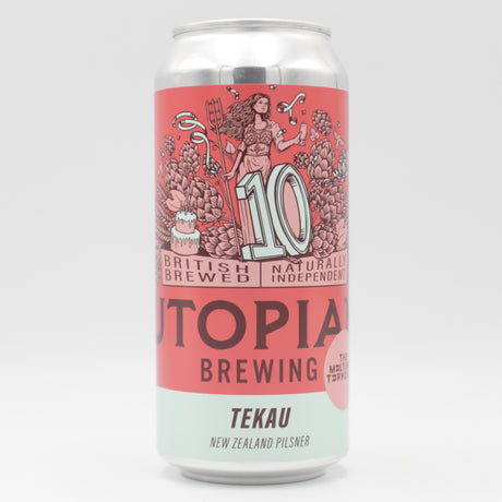 This is a can of Utopian - Tekau NZ Pils - 4.5% (440ml). It is a Lager / Pilsner / Kölsch craft beer available to buy from Ghost Whale, voted London's best craft beer shop.