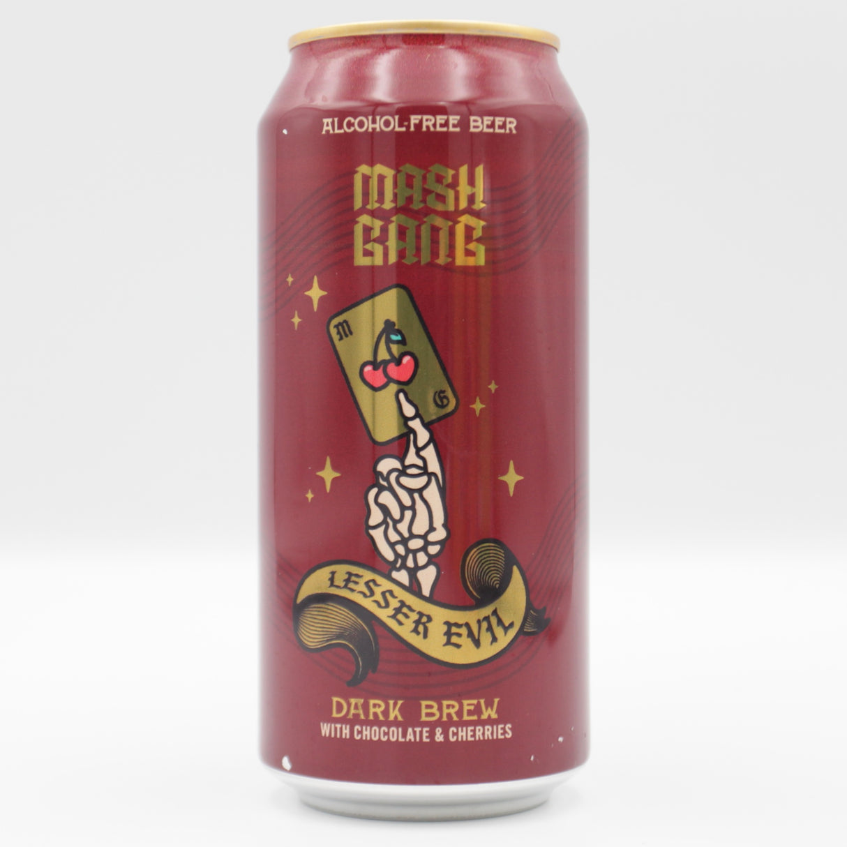 This is a can of Mash Gang - Lesser Evil - 0.5% (440ml). It is a Stout / Porter craft beer available to buy from Ghost Whale, voted London's best craft beer shop.