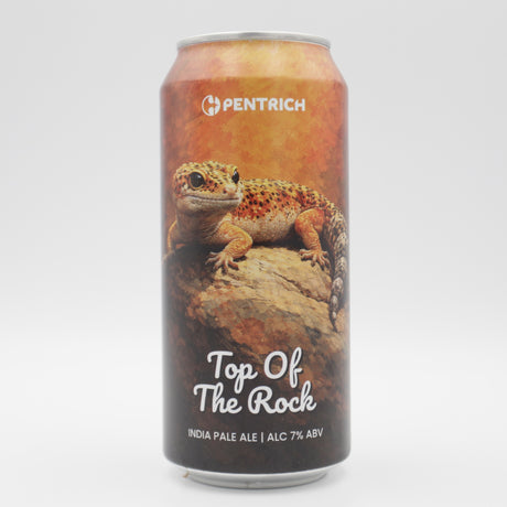 This is a can of Pentrich - Top Of The Rock - 7% (440ml). It is a IPA craft beer available to buy from Ghost Whale, voted London's best craft beer shop.