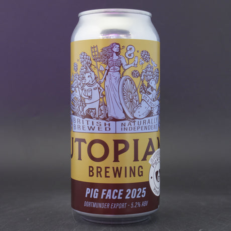 This is a can of Utopian - Pig Face - 5.2% (440ml). It is a Lager / Pilsner / Kölsch craft beer available to buy from Ghost Whale, voted London's best craft beer shop.