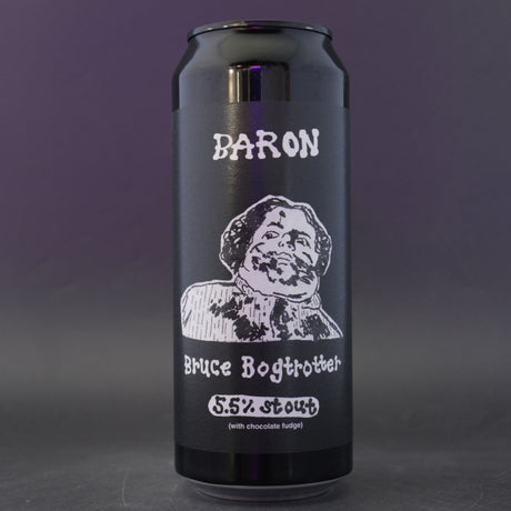 This is a can of Baron - Bruce Bogtrotter - 5.5% (500ml). It is a Stout / Porter craft beer available to buy from Ghost Whale, voted London's best craft beer shop.