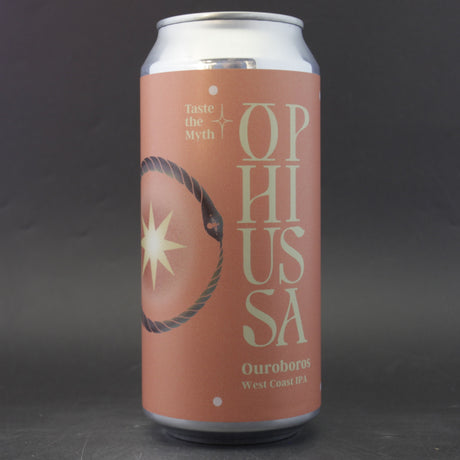 This is a can of Ophiussa - Ouroboros - 6% (440ml). It is a IPA craft beer available to buy from Ghost Whale, voted London's best craft beer shop.