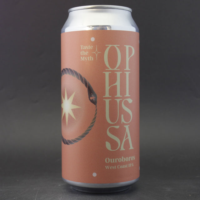 This is a can of Ophiussa - Ouroboros - 6% (440ml). It is a IPA craft beer available to buy from Ghost Whale, voted London's best craft beer shop.