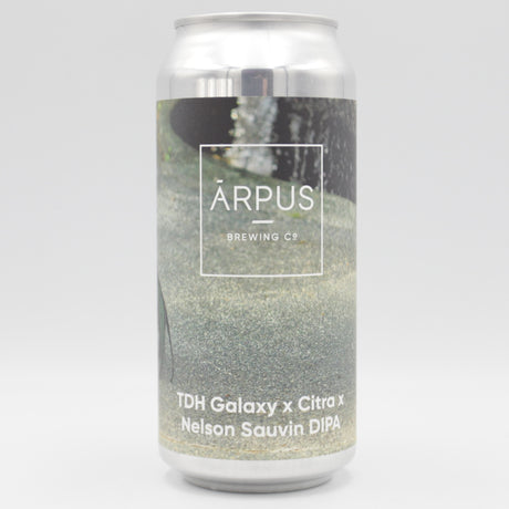 This is a can of Arpus Brewing Co - TDH Galaxy x Citra x Nelson Sauvin Double IPA - 8% (440ml). It is a Double IPA craft beer available to buy from Ghost Whale, voted London's best craft beer shop.