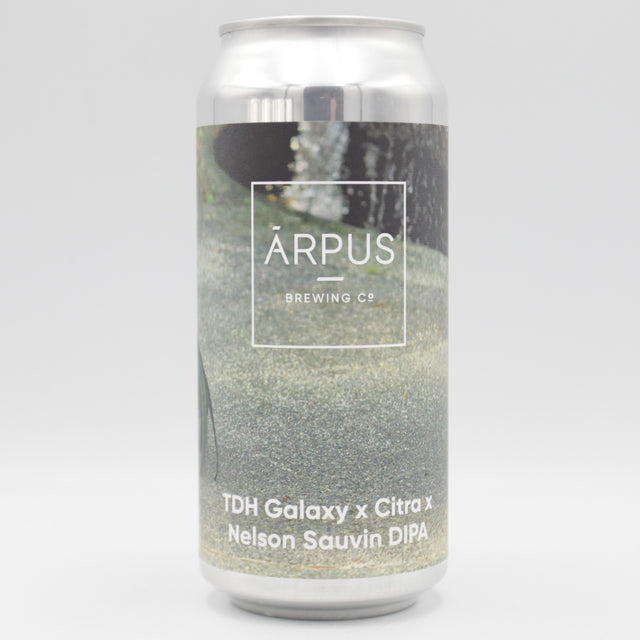 This is a can of Arpus Brewing Co - TDH Galaxy x Citra x Nelson Sauvin Double IPA - 8% (440ml). It is a Double IPA craft beer available to buy from Ghost Whale, voted London's best craft beer shop.