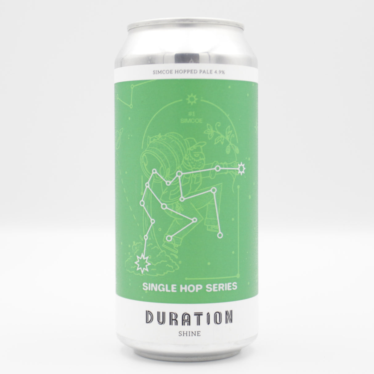 This is a can of Duration - Shine - 4.9% (440ml). It is a Pale Ale craft beer available to buy from Ghost Whale, voted London's best craft beer shop.