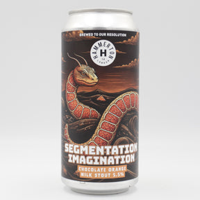 This is a can of Hammerton - Segmentation Imagination - 5.5% (440ml). It is a Stout / Porter craft beer available to buy from Ghost Whale, voted London's best craft beer shop.