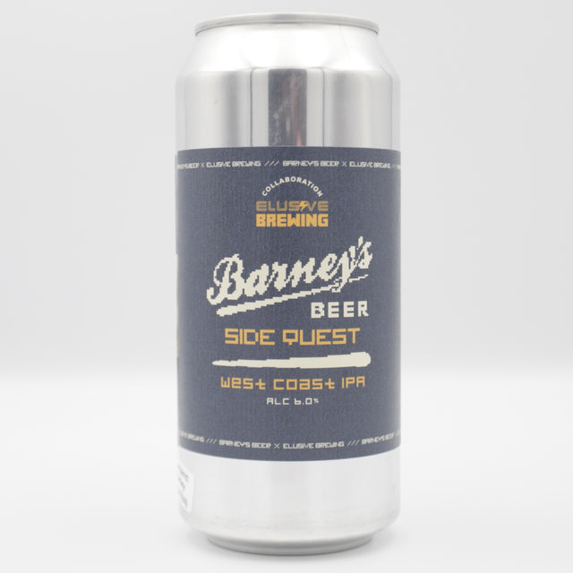 This is a can of Elusive Brewing / Barney's - Side Quest - 6% (440ml). It is a IPA craft beer available to buy from Ghost Whale, voted London's best craft beer shop.