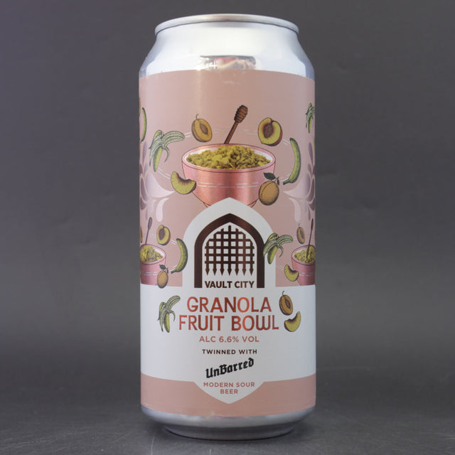 This is a can of Vault City / UnBarred - Granola Fruit Bowl - 6.6% (440ml). It is a Sour craft beer available to buy from Ghost Whale, voted London's best craft beer shop.