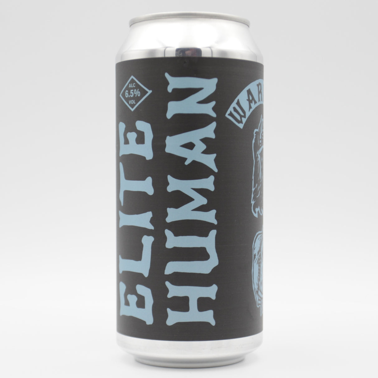 This is a can of Warpigs - Elite Human - 6.5% (440ml). It is a IPA craft beer available to buy from Ghost Whale, voted London's best craft beer shop.