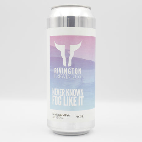This is a can of Rivington - Never Known Fog Like It - 5.2% (500ml). It is a Pale Ale craft beer available to buy from Ghost Whale, voted London's best craft beer shop.