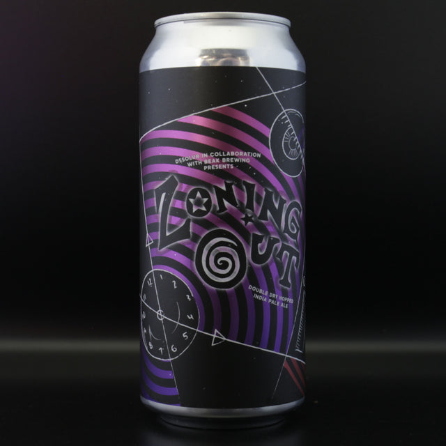This is a can of DSSOLVR / Beak - Zoning Out - 6.5% (473ml). It is a IPA craft beer available to buy from Ghost Whale, voted London's best craft beer shop.