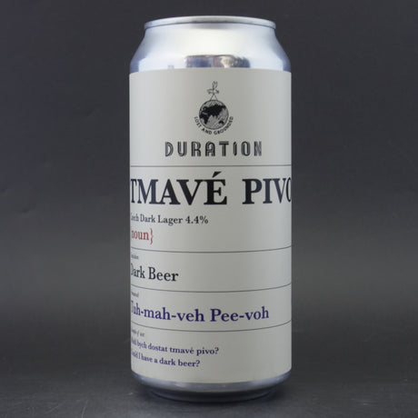 This is a can of Duration / Lost and Grounded - Tmavé Pivo - 4.4% (440ml). It is a Lager / Pilsner / Kölsch craft beer available to buy from Ghost Whale, voted London's best craft beer shop.