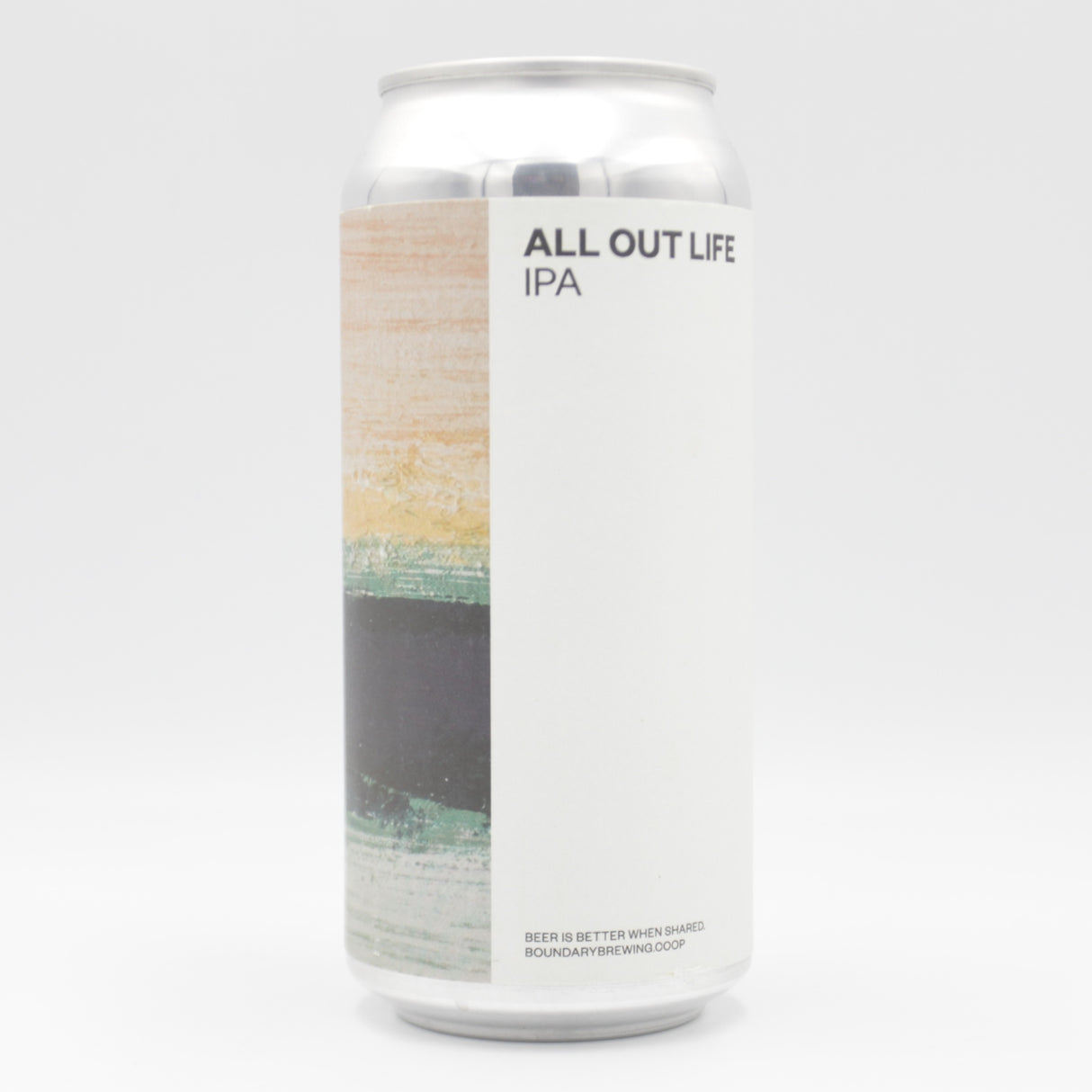 This is a can of Boundary - All Out Life - 6.2% (440ml). It is a IPA craft beer available to buy from Ghost Whale, voted London's best craft beer shop.