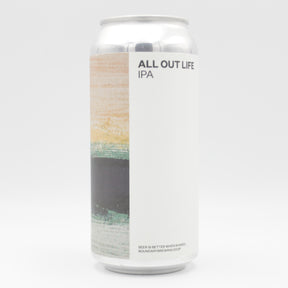 This is a can of Boundary - All Out Life - 6.2% (440ml). It is a IPA craft beer available to buy from Ghost Whale, voted London's best craft beer shop.
